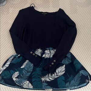 A Pea in the Pod Navy and Teal Dress